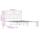 vidaXL fekete fém ágykeret fejtámlával 150 x 200 cm