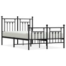 vidaXL fekete fém ágykeret fej- és lábtámlával 135 x 190 cm