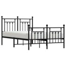 vidaXL fekete fém ágykeret fej- és lábtámlával 135 x 190 cm