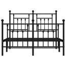 vidaXL fekete fém ágykeret fej- és lábtámlával 135 x 190 cm