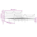 vidaXL fehér fém ágykeret fej- és lábtámlával 200x200 cm