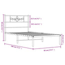 vidaXL fekete fém ágykeret fejtámlával 90 x 190 cm