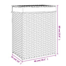 vidaXL fekete polyrattan szennyeskosár fedéllel 46x33x60 cm