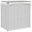 vidaXL fehér polyrattan szennyeskosár 2 rekesszel 53x33x57 cm