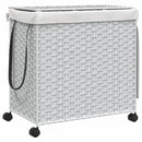 vidaXL fehér rattan szennyeskosár kerekekkel 60x35x60,5 cm
