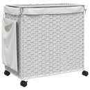 vidaXL fehér rattan szennyeskosár kerekekkel 60x35x60,5 cm