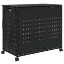 vidaXL fekete rattan szennyeskosár kerekekkel 66x35x60 cm