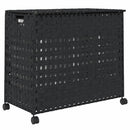 vidaXL fekete rattan szennyeskosár kerekekkel 66x35x60 cm