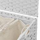 vidaXL fehér rattan szennyeskosár kerekekkel 66x35x60 cm