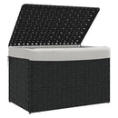 vidaXL fekete polyrattan szennyeskosár fedéllel 55,5 x 35 x 34 cm