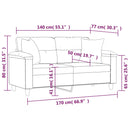 vidaXL 2 személyes bézs mikroszálas szövetkanapé párnákkal 140 cm
