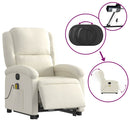 vidaXL elektromos felállást segítő krémszínű bársony masszázsfotel