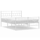 vidaXL fehér fém ágykeret fej- és lábtámlával 135x190 cm