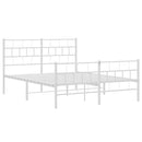 vidaXL fehér fém ágykeret fej- és lábtámlával 135x190 cm
