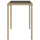 vidaXL bézs polyrattan üveglapos kerti asztal 115x54x74 cm