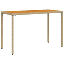vidaXL bézs polyrattan akácfa lapos kerti asztal 115x54x74 cm