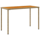 vidaXL bézs polyrattan akácfa lapos kerti asztal 115x54x74 cm