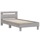 vidaXL szürke sonoma színű szerelt fa ágykeret fejtámlával 100x200 cm