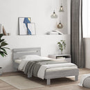 vidaXL szürke sonoma színű szerelt fa ágykeret fejtámlával 100x200 cm