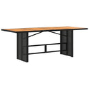 vidaXL fekete polyrattan akácfa lapos kerti asztal 190 x 80 x 74 cm