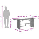 vidaXL fekete polyrattan akácfa lapos kerti asztal 190 x 80 x 74 cm