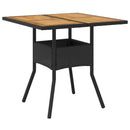 vidaXL fekete polyrattan kerti asztal akácfa lappal 80 x 80 x 75 cm