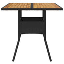 vidaXL fekete polyrattan kerti asztal akácfa lappal 80 x 80 x 75 cm