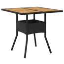 vidaXL fekete polyrattan kerti asztal akácfa lappal 80 x 80 x 75 cm