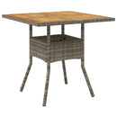 vidaXL szürke polyrattan kerti asztal akácfa lappal 80 x 80 x 75 cm
