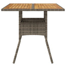 vidaXL szürke polyrattan kerti asztal akácfa lappal 80 x 80 x 75 cm