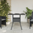 vidaXL fekete polyrattan üveglapos kerti asztal 80 x 80 x 75 cm