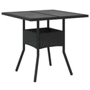 vidaXL fekete polyrattan üveglapos kerti asztal 80 x 80 x 75 cm