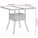 vidaXL fekete polyrattan üveglapos kerti asztal 80 x 80 x 75 cm