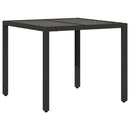 vidaXL fekete polyrattan üveglapos kerti asztal 90 x 90 x 75 cm