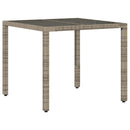 vidaXL szürke polyrattan üveglapos kerti asztal 90 x 90 x 75 cm