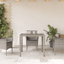 vidaXL szürke polyrattan üveglapos kerti asztal 90 x 90 x 75 cm