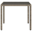 vidaXL szürke polyrattan üveglapos kerti asztal 90 x 90 x 75 cm