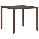 vidaXL barna polyrattan üveglapos kerti asztal 90 x 90 x 75 cm