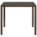 vidaXL barna polyrattan üveglapos kerti asztal 90 x 90 x 75 cm