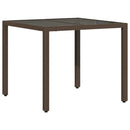 vidaXL barna polyrattan üveglapos kerti asztal 90 x 90 x 75 cm