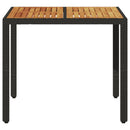 vidaXL fekete polyrattan kerti asztal akácfa lappal 90 x 90 x 75 cm