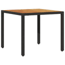 vidaXL fekete polyrattan kerti asztal akácfa lappal 90 x 90 x 75 cm