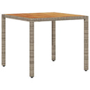 vidaXL szürke polyrattan kerti asztal akácfa lappal 90 x 90 x 75 cm