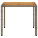 vidaXL szürke polyrattan kerti asztal akácfa lappal 90 x 90 x 75 cm