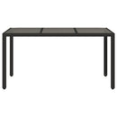vidaXL fekete polyrattan üveglapos kerti asztal 150 x 90 x 75 cm