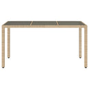 vidaXL bézs polyrattan üveglapos kerti asztal 150 x 90 x 75 cm