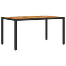 vidaXL fekete polyrattan kerti asztal akácfa lappal 150 x 90 x 75 cm