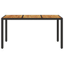 vidaXL fekete polyrattan kerti asztal akácfa lappal 150 x 90 x 75 cm