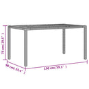 vidaXL fekete polyrattan kerti asztal akácfa lappal 150 x 90 x 75 cm