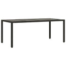 vidaXL fekete polyrattan üveglapos kerti asztal 190 x 90 x 75 cm